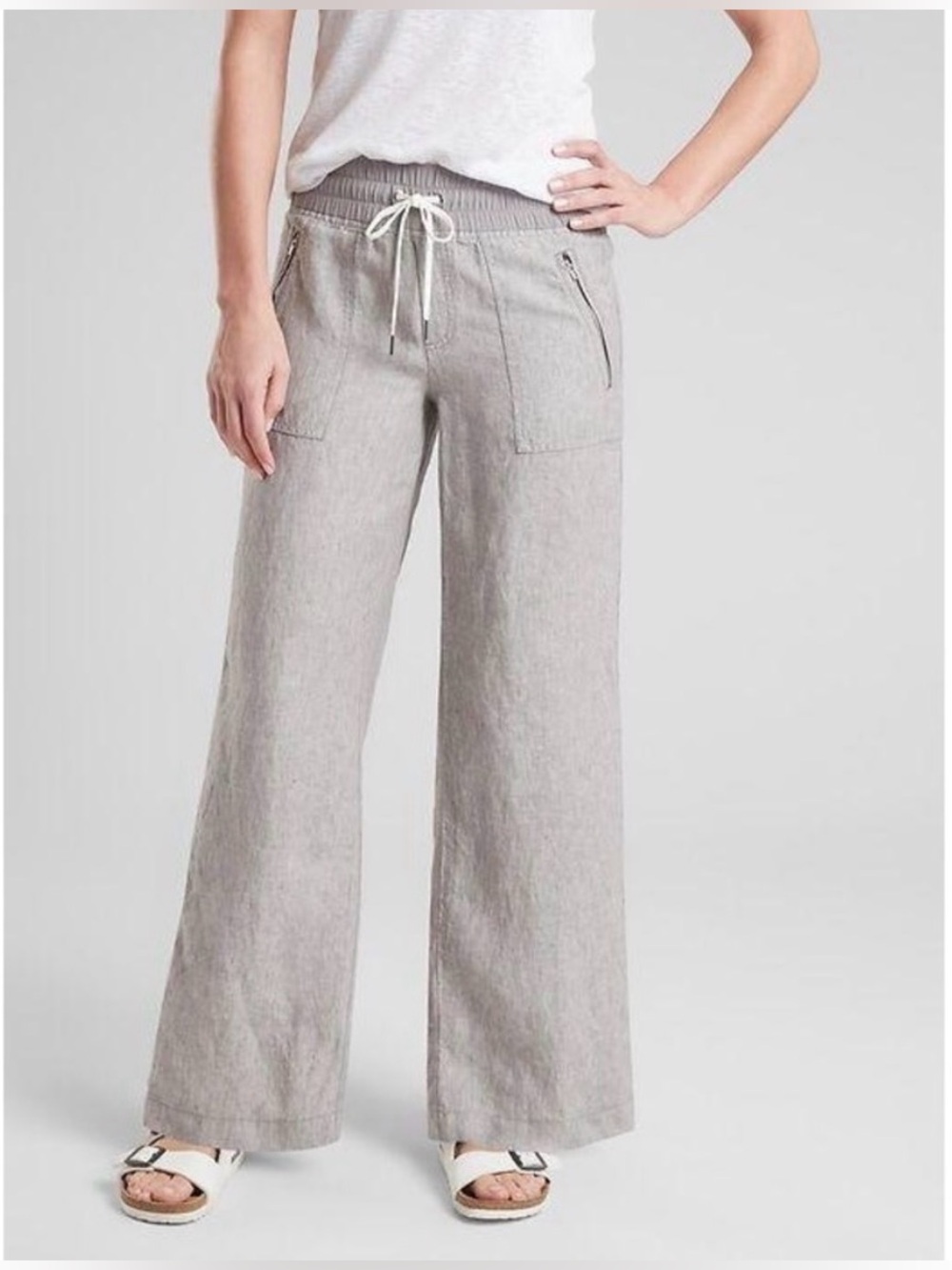 Athleta Cabo Linen Wide Leg Pants